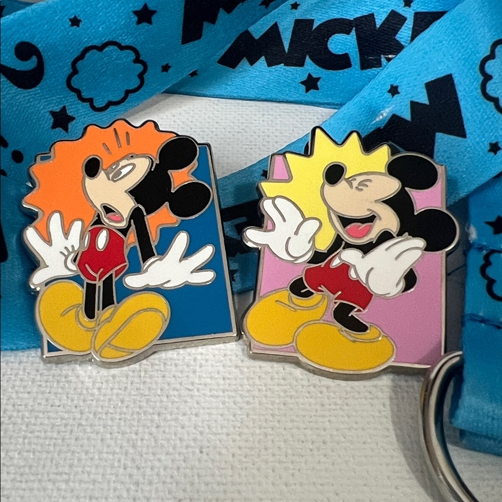 Disney Mickey Mouse Enamel Pin Set with Lanyard